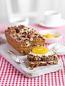 Fig, nut and seed bread with ricotta and fruit