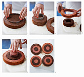Battenberg-Torte mit Schokolade und Himbeeren zubereiten