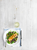 Honey mustard grilled salmon with Puy lentils