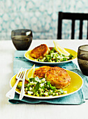 Tuna fishcakes with parsley and caper salad