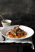 Honey and black pepper partridge with roasted squash