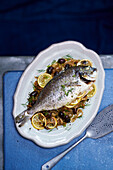 Sea bream with fennel, lemon and olives