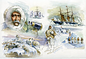Robert Peary, American polar explorer, illustration
