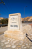 Sea level marker above the Dead Sea