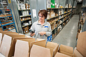 Woman working in a distribution centre