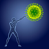 Fighting a virus, conceptual illustration