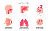 Allergy symptoms, conceptual illustration