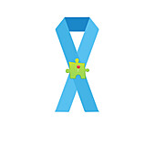 Autism awareness ribbon, conceptual illustration