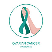Ovarian cancer awareness ribbon, conceptual illustration