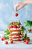 Strawberry naked cake with mascarpone cream