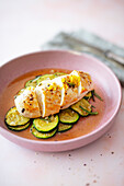 Lemon chicken breast with sliced zucchini (low carb)