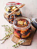 Pickled eggplant with thyme and garlic