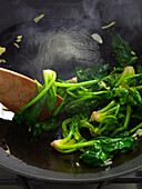 Sautéing spinach