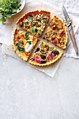 Quiche with four different toppings