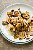 Pan fried mushrooms on tahini toast