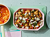 Tuna and cannellini bean stew with feta and green olives