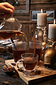 Pouring apricot tea