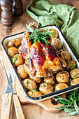 Chicken roasted with potatoes