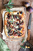Fig flatbread with blackberries and sage