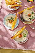 Oeuf Cocotte Mouillettes - French baked Eggs in ramekins