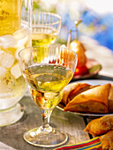 White wine with samosas