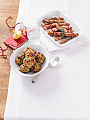 Cherry and pistachio stuffing and Chipolatas wrapped in sage and pancetta