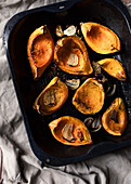 Baked pumpkins with onions