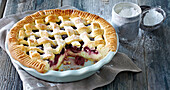 American pie with fruit and vanilla cream
