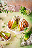 Lime cake with icing for Easter