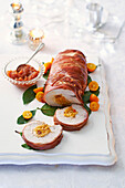 Spanish roasted and stuffed turkey with quince jelly