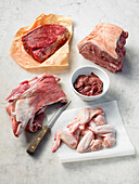 Meat cheaper cuts - braising steak, pork shoulder, chicken livers, breast of lamb, chicken wings