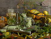Still life with pickled cucumbers