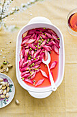 Baked rhubarb with pistachios