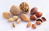 Various nuts on a light background