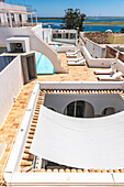 Terrace with awning and sea view