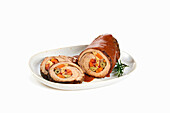 Veal roulade with carrots, egg and olives