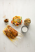 Ingredients for chicken curry with Asian vegetables