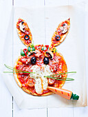 Pizza in the shape of a rabbit