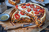 Lasagne made with tortilla wraps with chicken and red kidney bean