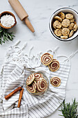 Cinnamon bun biscuits and hazelnut biscuits