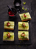 Cucumber sandwich with caviar