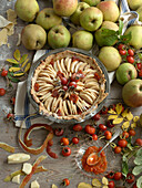 Apple pie with rosehip jam