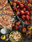 Apple tarte flambée and fresh apples