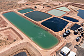 Evaporation ponds for produced water, aerial photograph