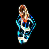 Glowing woman in underwear silhouette, illustration