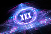 Neon glowing XXX sign, illustration