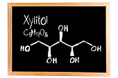 Chemical composition of xylitol, conceptual image