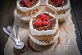 Tiramisu with raspberries