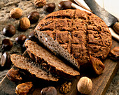 Torta di Castagne (chestnut cake, Italy) with dried fruits