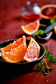 Sicilian blood orange slices in a bowl